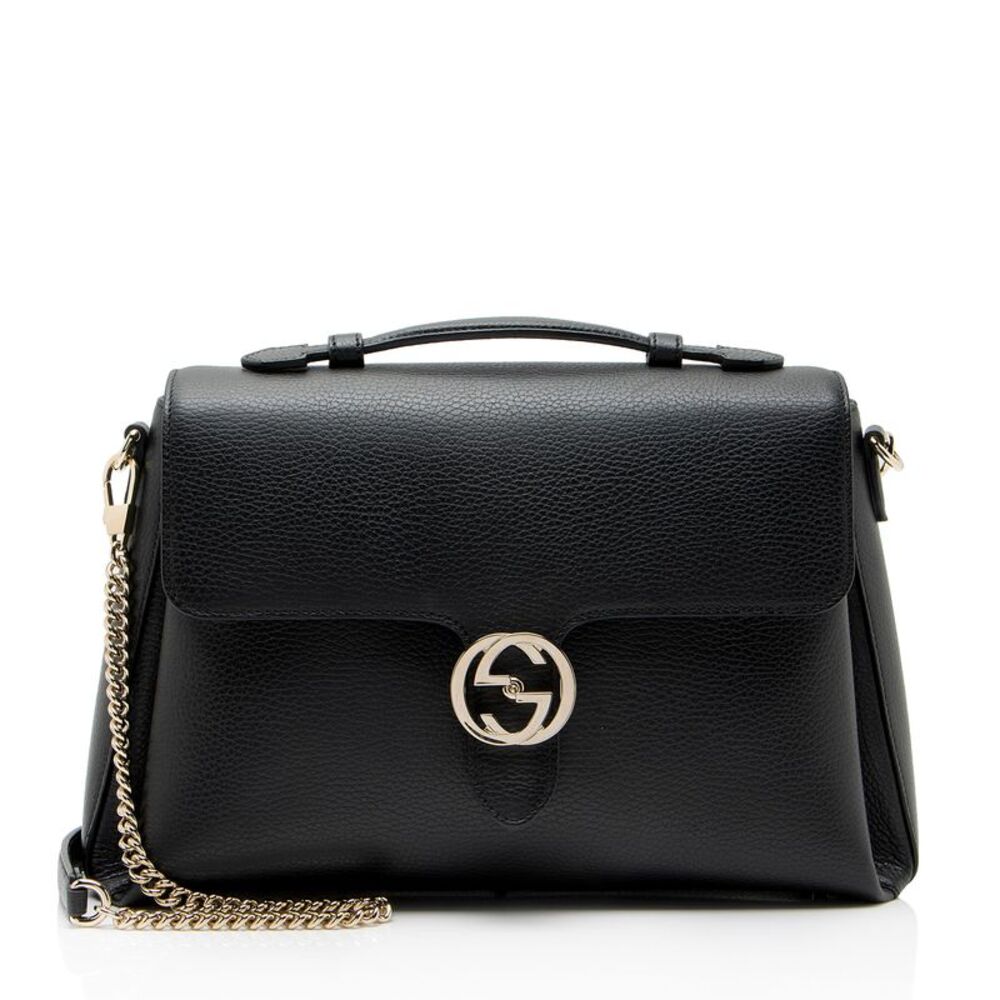 Gucci Leather Interlocking G Medium Top Handle